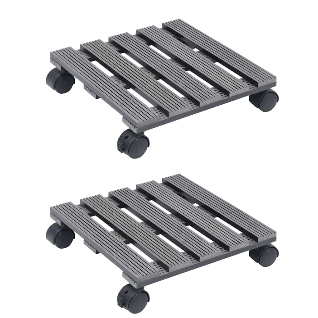 vidaXL Βάσεις για Γλάστρες με Ρόδες 2 τεμ. Γκρι 30x30x7,5 εκ. από WPC