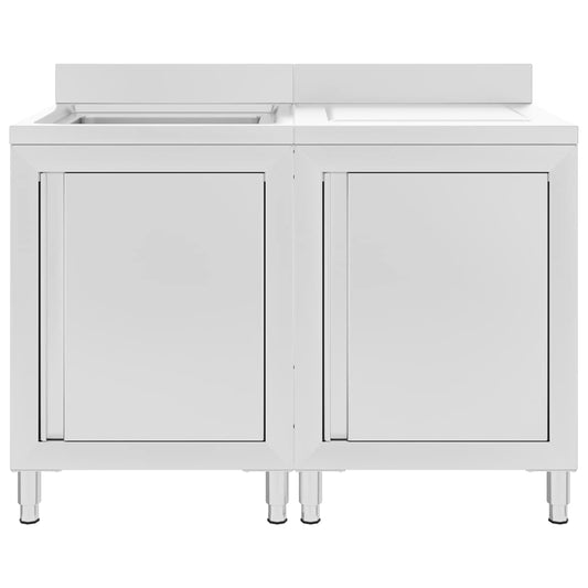 vidaXL Λάντζα Κλειστή με Ερμάριο 120 x 60 x 96 εκ. Ανοξείδωτο Ατσάλι