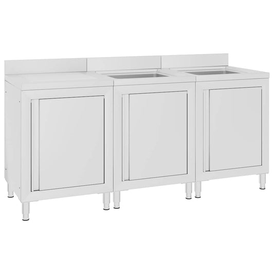 vidaXL Λάντζα Κλειστή με Ερμάριο 180 x 60 x 96 εκ. Ανοξείδωτο Ατσάλι