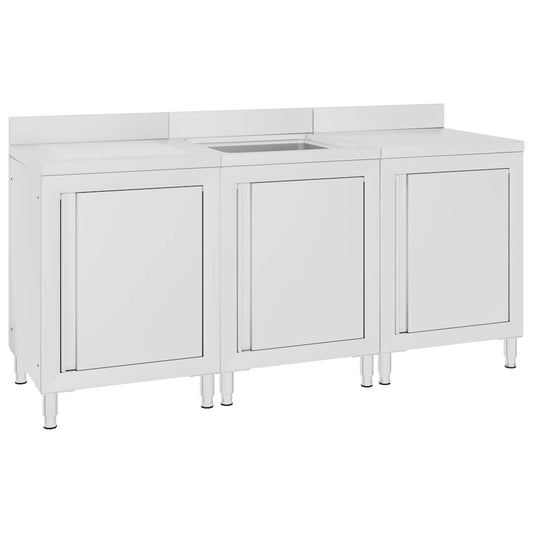 vidaXL Λάντζα Κλειστή με Ερμάριο 180 x 60 x 96 εκ. Ανοξείδωτο Ατσάλι