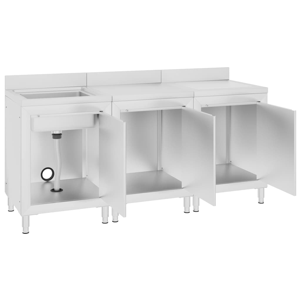 vidaXL Λάντζα Κλειστή με Ερμάριο 180 x 60 x 96 εκ. Ανοξείδωτο Ατσάλι