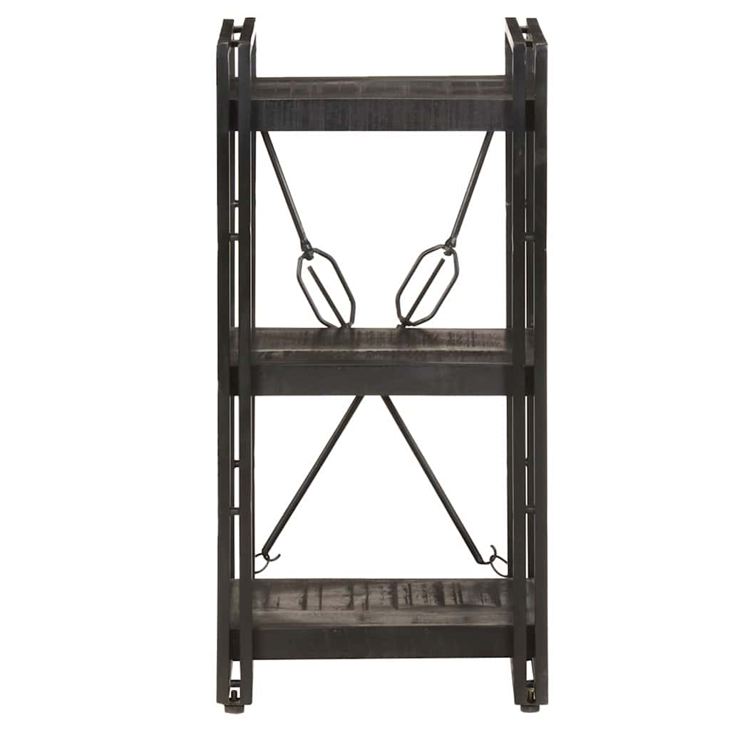 vidaXL Βιβλιοθήκη με 3 Επίπεδα Μαύρη 40x30x80 εκ. Μασίφ Ξύλο Μάνγκο