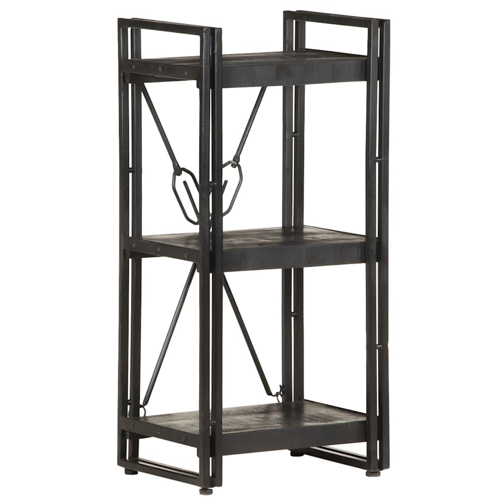 vidaXL Βιβλιοθήκη με 3 Επίπεδα Μαύρη 40x30x80 εκ. Μασίφ Ξύλο Μάνγκο