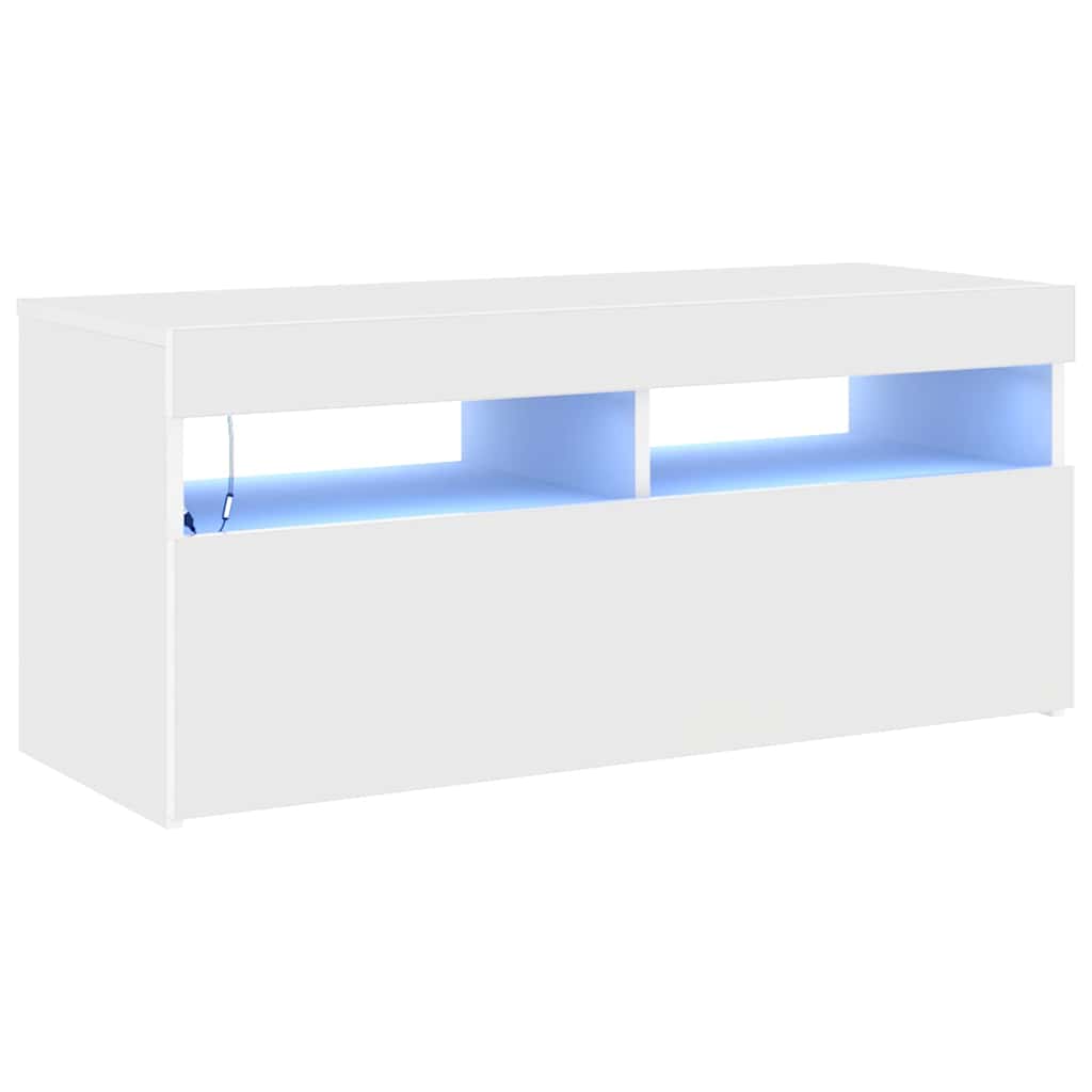 vidaXL Έπιπλο Τηλεόρασης με LED Λευκό 90 x 35 x 40 εκ.