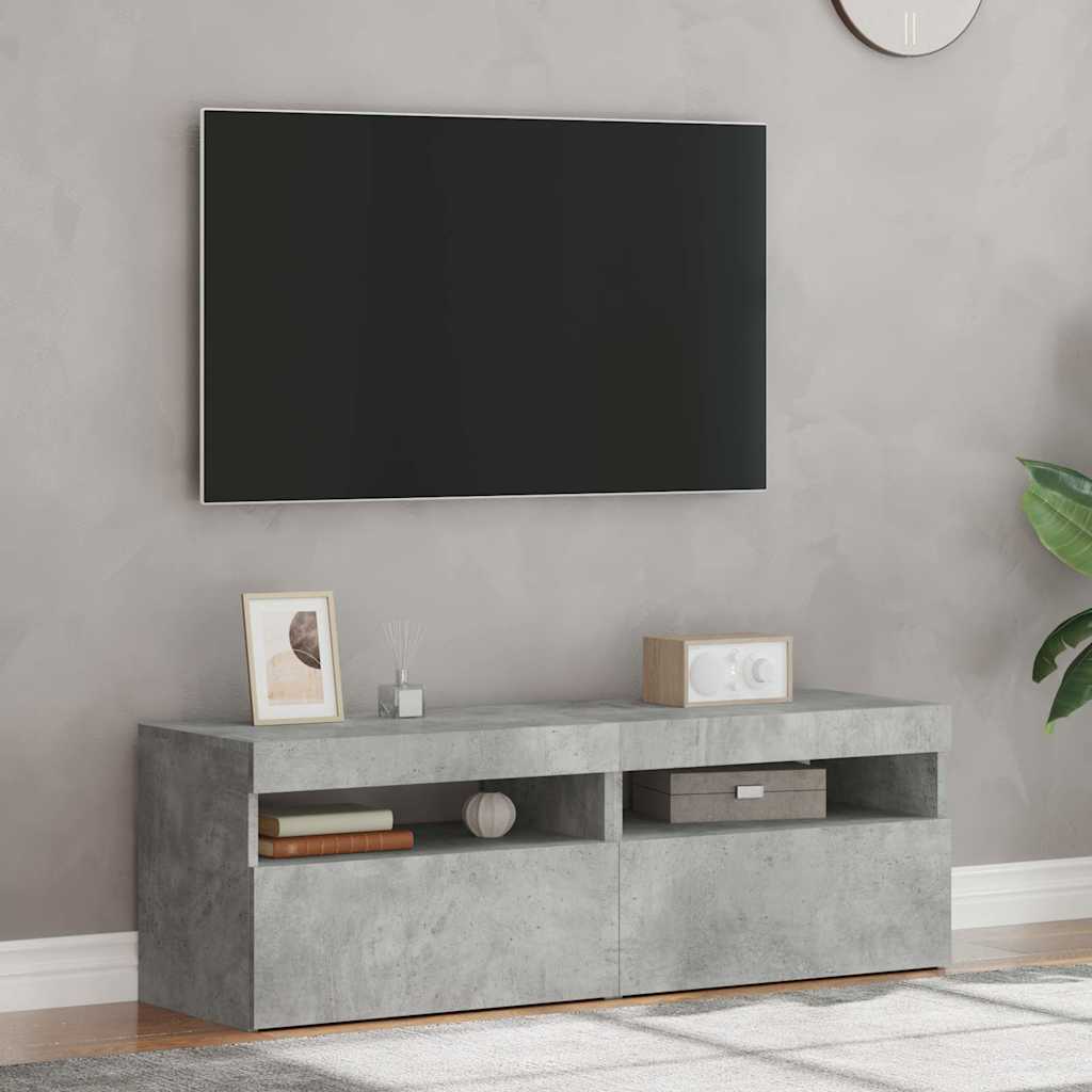 vidaXL Έπιπλα Τηλεόρασης με LED 2 τεμ. Γκρι Σκυροδέματος 60x35x40 εκ.