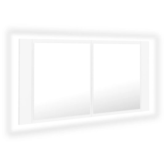 vidaXL Καθρέφτης Μπάνιου με Ντουλάπι LED Λευκός 90x12x45 εκ. Ακρυλικός