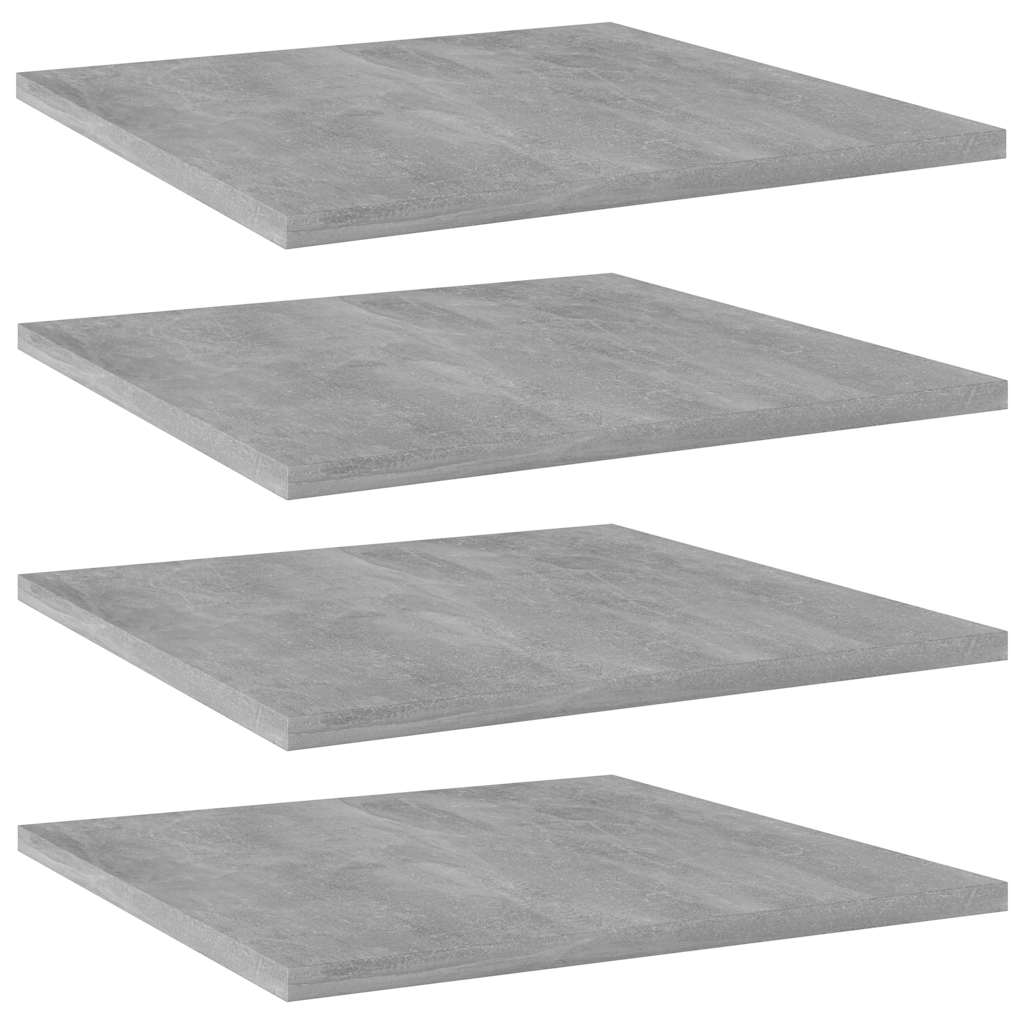 vidaXL Ράφια Βιβλιοθήκης 4 τεμ. Γκρι Σκυροδ. 40x40x1,5 εκ. Επεξ.Ξύλο