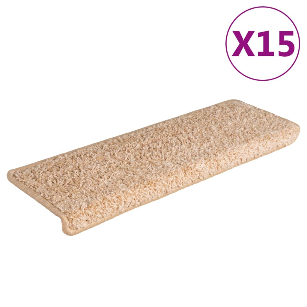 vidaXL Πατάκια Σκάλας Μοκέτα 15 τεμ. Χρυσά 65x21x4 εκ.