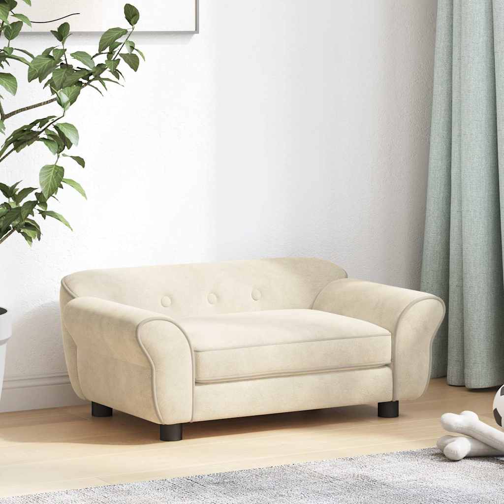 vidaXL Καναπές - Κρεβάτι Σκύλου Κρεμ 72 x 45 x 30 εκ. Βελουτέ