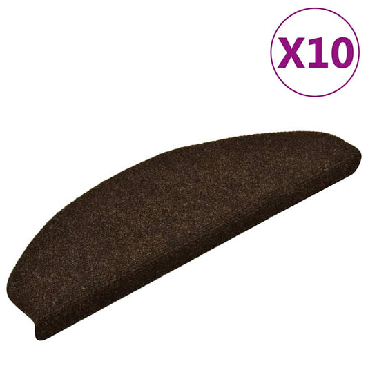 vidaXL Πατάκια Σκαλιών Αυτοκόλλητα 10 τεμ. Καφέ Ημίστρογγυλά Μεγάλα 65x21x4 εκ.