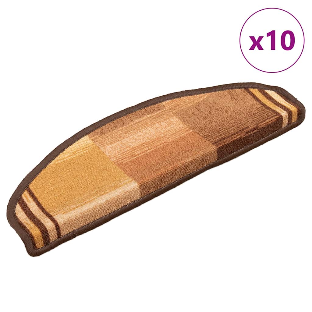 vidaXL Πατάκια Σκάλας Αυτοκόλλητα 10 τεμ. Καφέ 65x21x4 εκ.