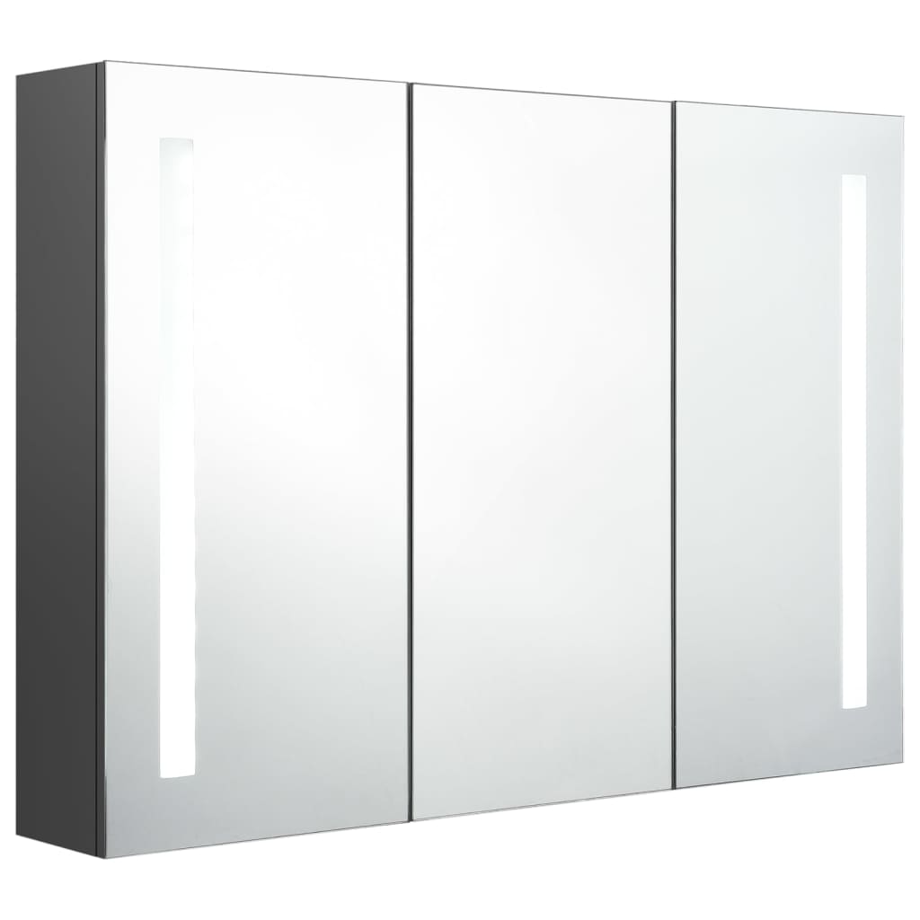 vidaXL Καθρέφτης Μπάνιου με Ντουλάπι & LED Γκρι 89 x 14 x 62 εκ.