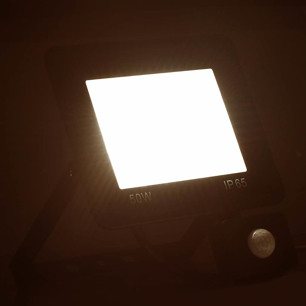 vidaXL Προβολέας LED με Αισθητήρα Θερμό Λευκό 50 W