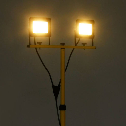 vidaXL Προβολέας LED με Τρίποδο Θερμό Λευκό 2 x 50 W