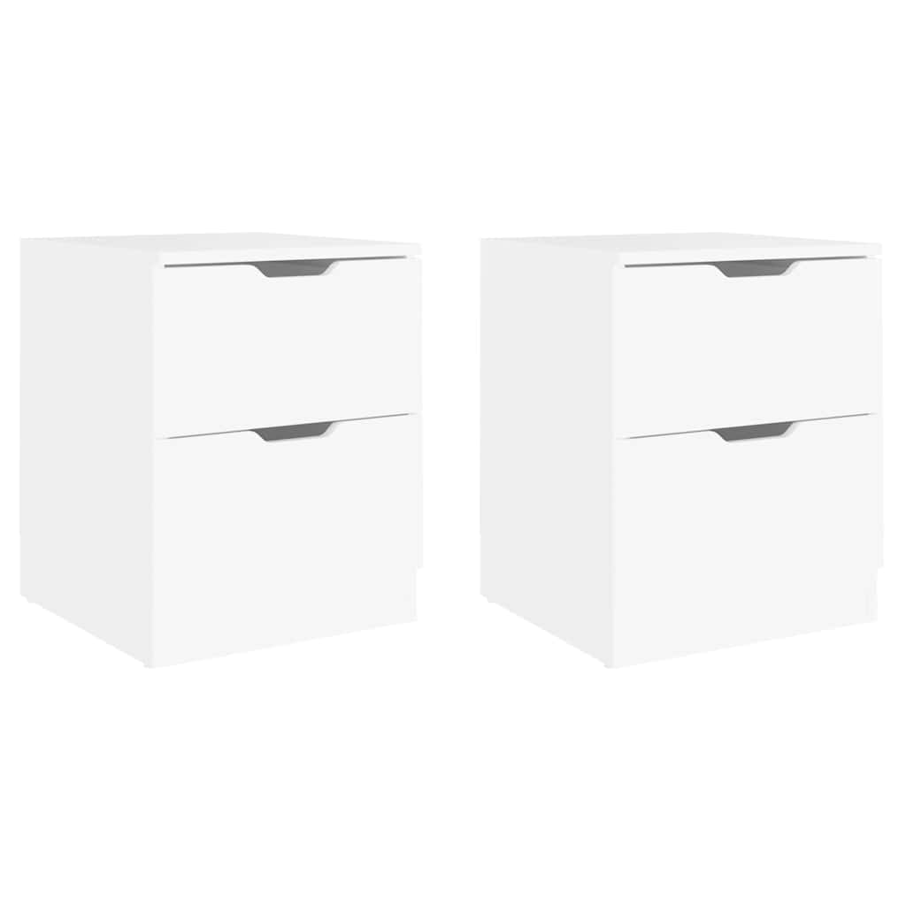 vidaXL Κομοδίνα 2 τεμ. Λευκά 40 x 40 x 50 εκ. από Επεξεργασμένο Ξύλο