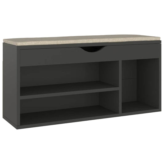vidaXL Παπουτσοθήκη Γκρι 104 x 30 x 49 εκ. Επεξ. Ξύλο με Μαξιλάρι