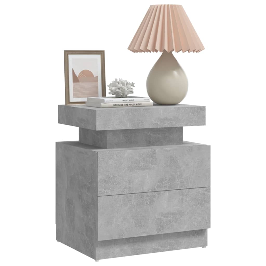 vidaXL Κομοδίνο Γκρι Σκυροδέματος 45 x 35 x 52 εκ. από Επεξεργ. Ξύλο