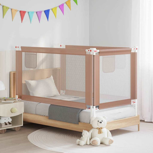 vidaXL Μπάρα Κρεβατιού Προστατευτική Taupe 140 x 25 εκ. Υφασμάτινη