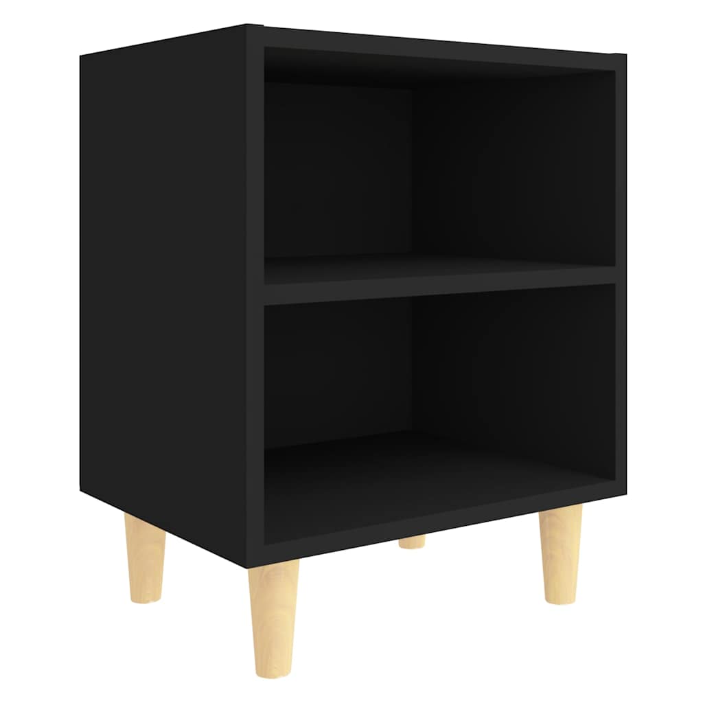 vidaXL Κομοδίνo Μαύρο 40 x 30 x 50 εκ. με Μασίφ Ξύλινα Πόδια