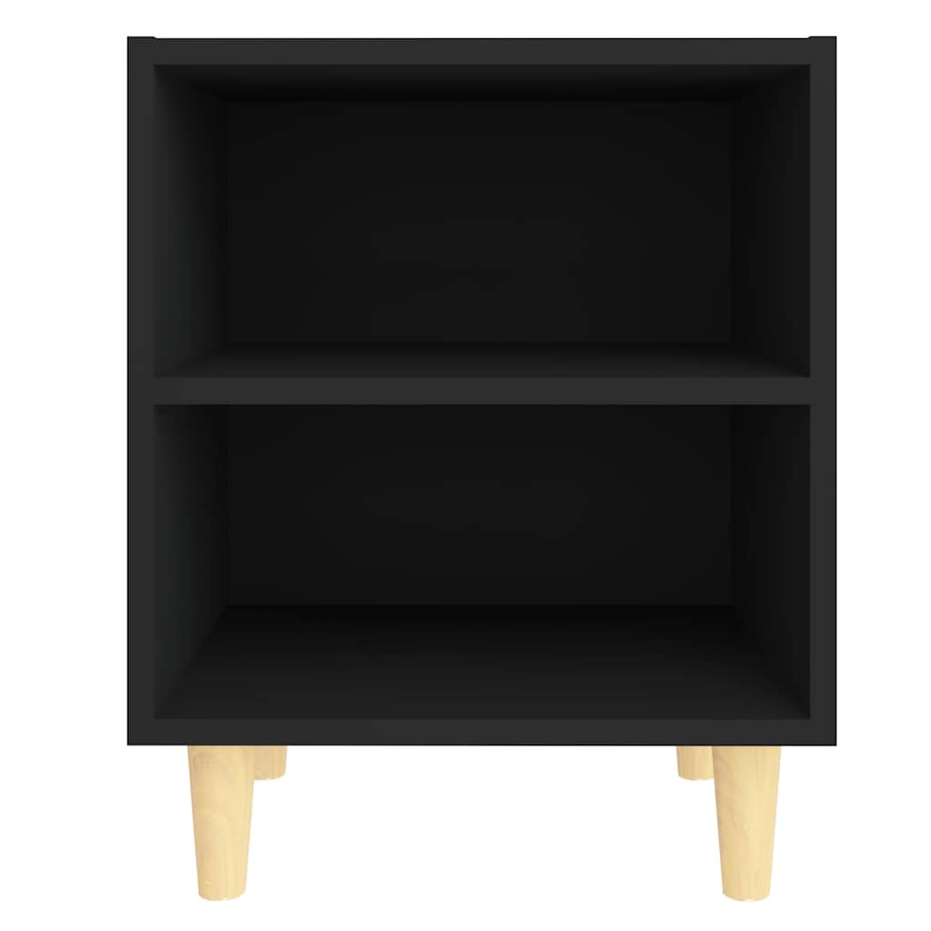 vidaXL Κομοδίνo Μαύρο 40 x 30 x 50 εκ. με Μασίφ Ξύλινα Πόδια