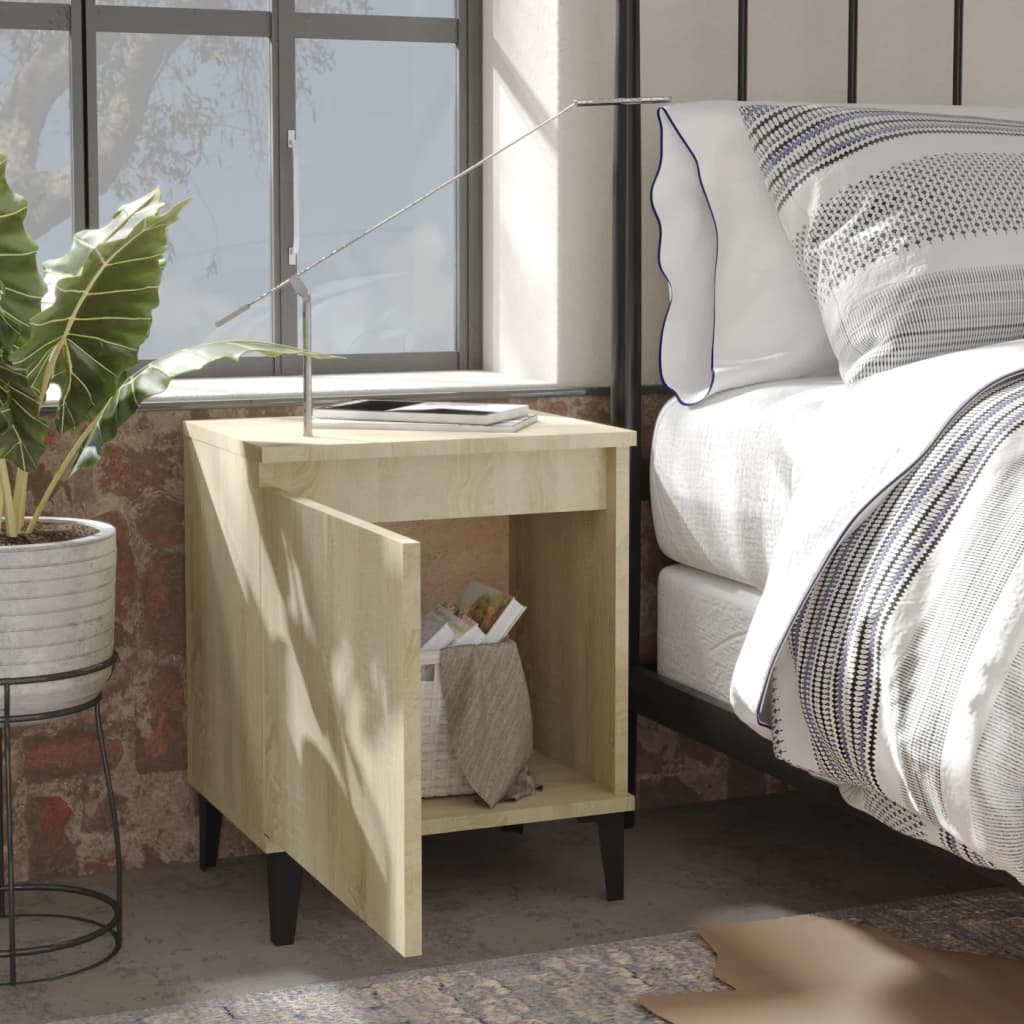 vidaXL Κομοδίνα Sonoma Δρυς 40 x 30 x 50 εκ. με Μεταλλικά Πόδια