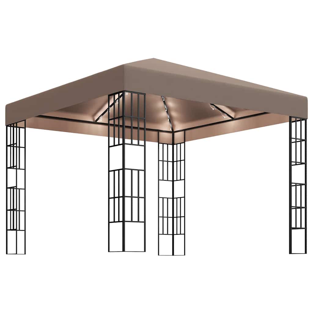vidaXL Κιόσκι με Φωτάκια LED Taupe 3 x 3 μ.
