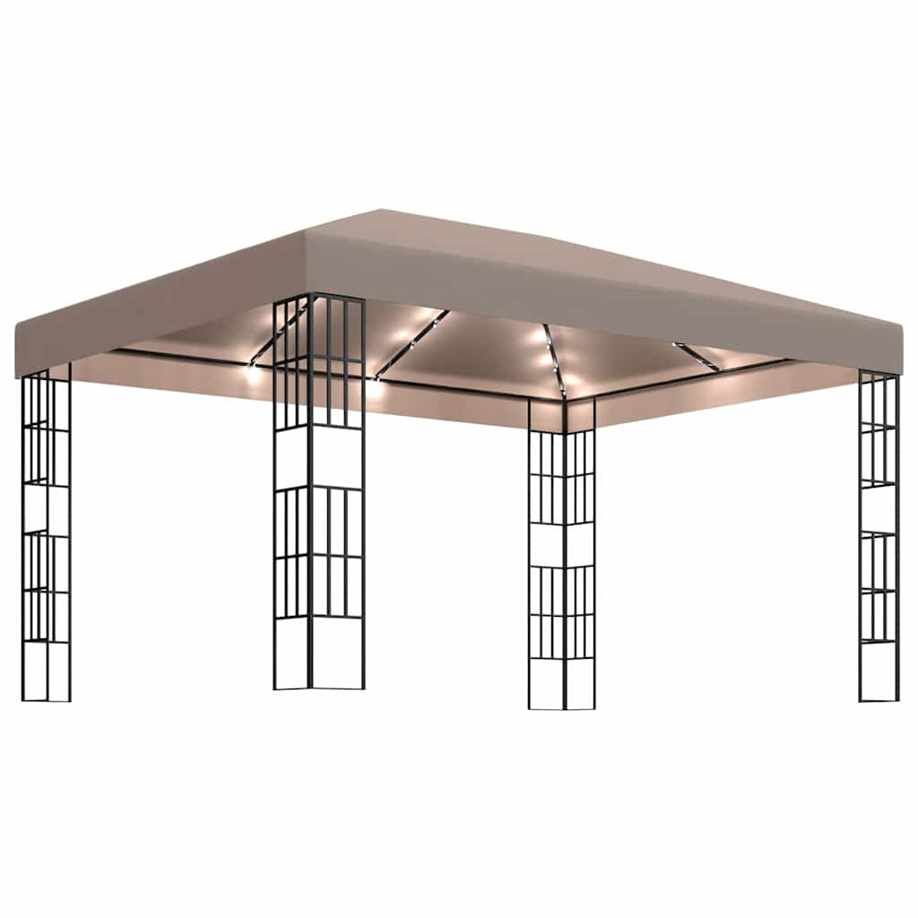 vidaXL Κιόσκι με Φωτάκια LED Taupe 4 x 3 μ.