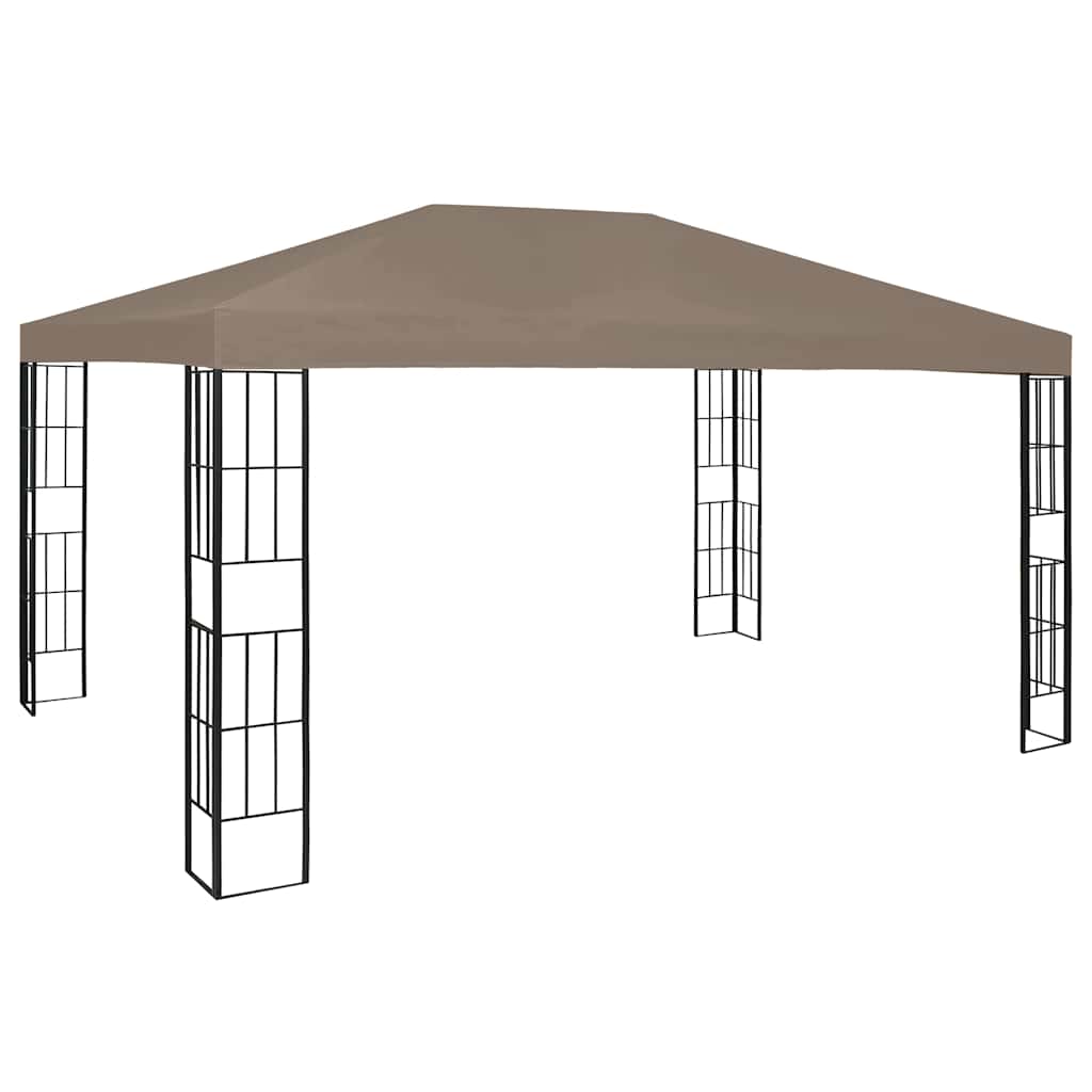 vidaXL Κιόσκι με Φωτάκια LED Taupe 4 x 3 μ.