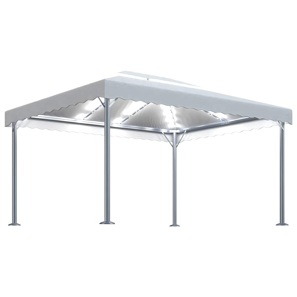 vidaXL Κιόσκι με Φωτάκια LED Κρεμ 400 x 300 εκ. Αλουμινίου