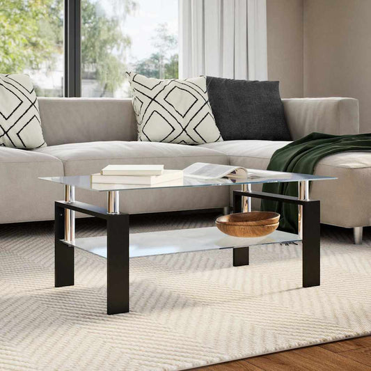 vidaXL Τραπεζάκι Σαλονιού Γκρι και Διαφανές 95x55x40 εκ. Ψημένο Γυαλί