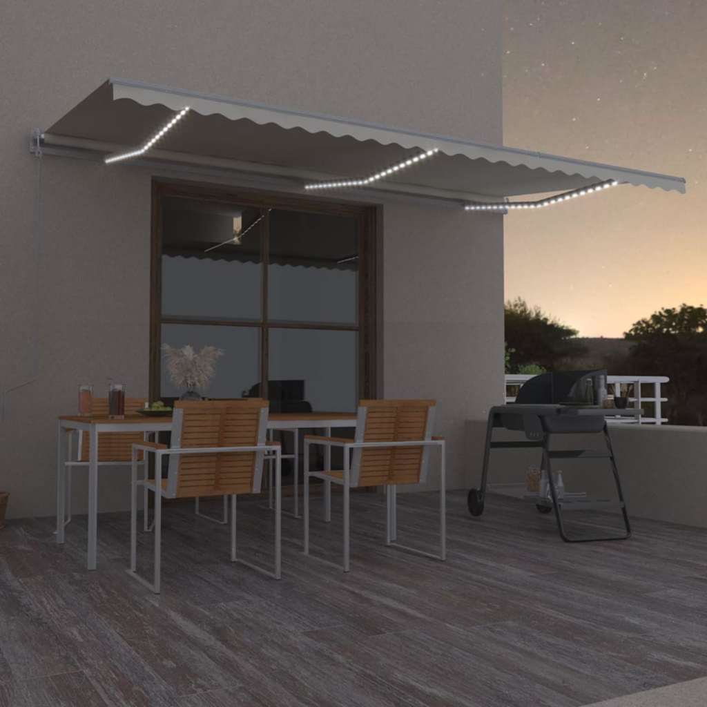 vidaXL Ηλεκτρική τέντα με LED και αισθητήρα 6 x 3 m Κρεμ