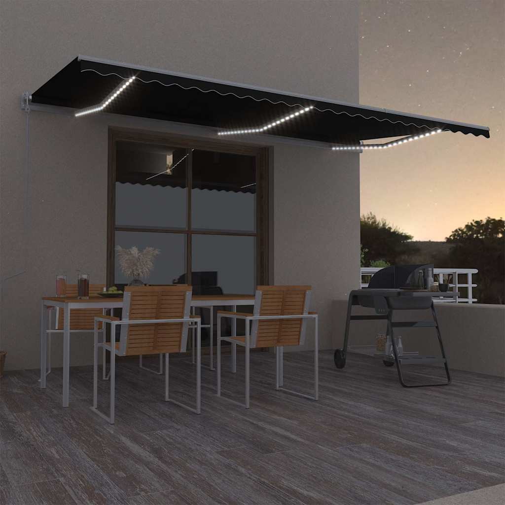 vidaXL Ηλεκτρική τέντα με LED και αισθητήρα 6 x 3 m Ανθρακί