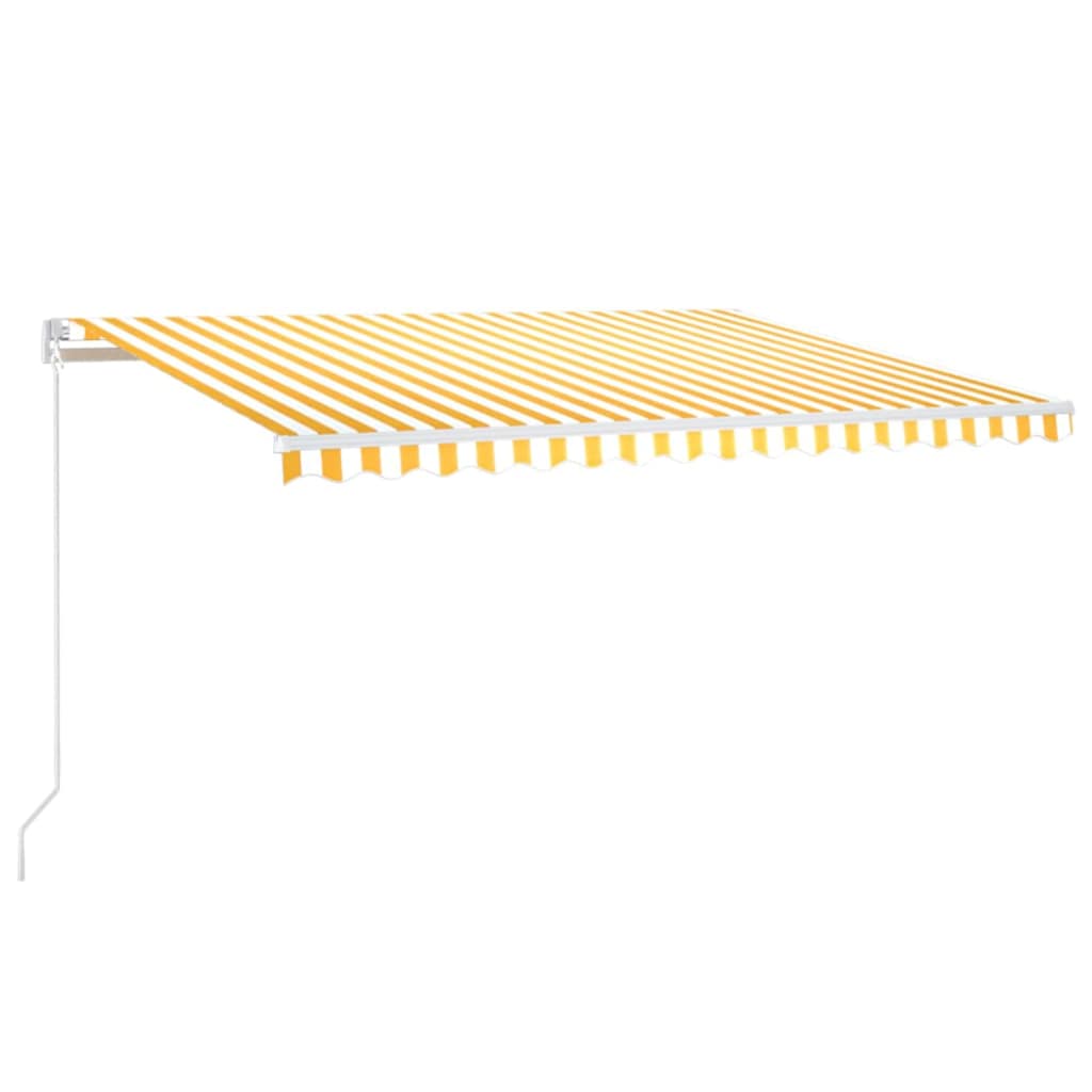 vidaXL Τέντα Συρόμενη Χειροκίνητη με LED Κίτρινο / Λευκό 400 x 350 εκ.