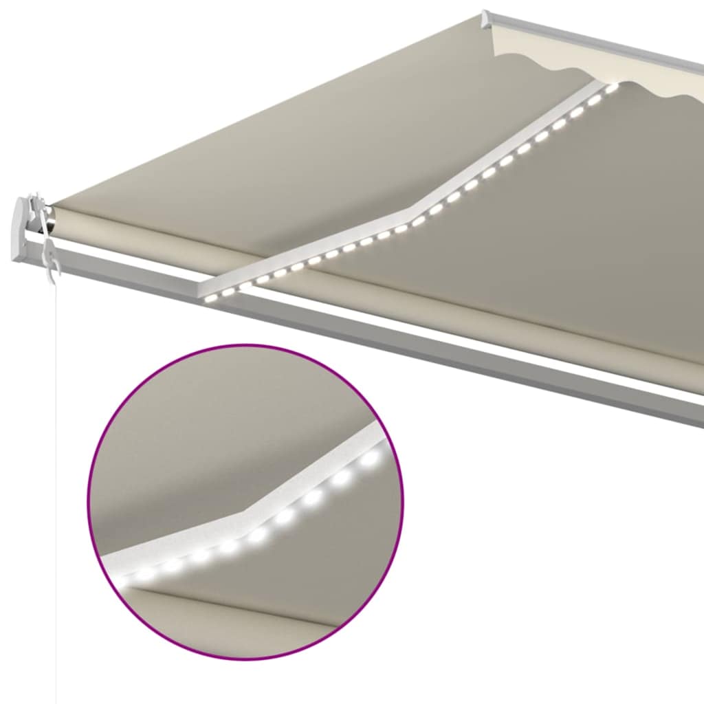 vidaXL Ηλεκτρική τέντα με LED και αισθητήρα 5 x 3,5 m Κρεμ