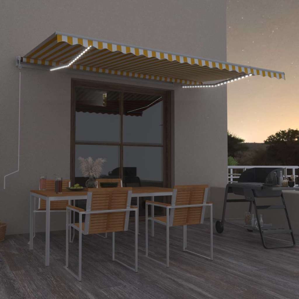 vidaXL Ηλεκτρική τέντα με LED και αισθητήρα 5 x 3,5 m