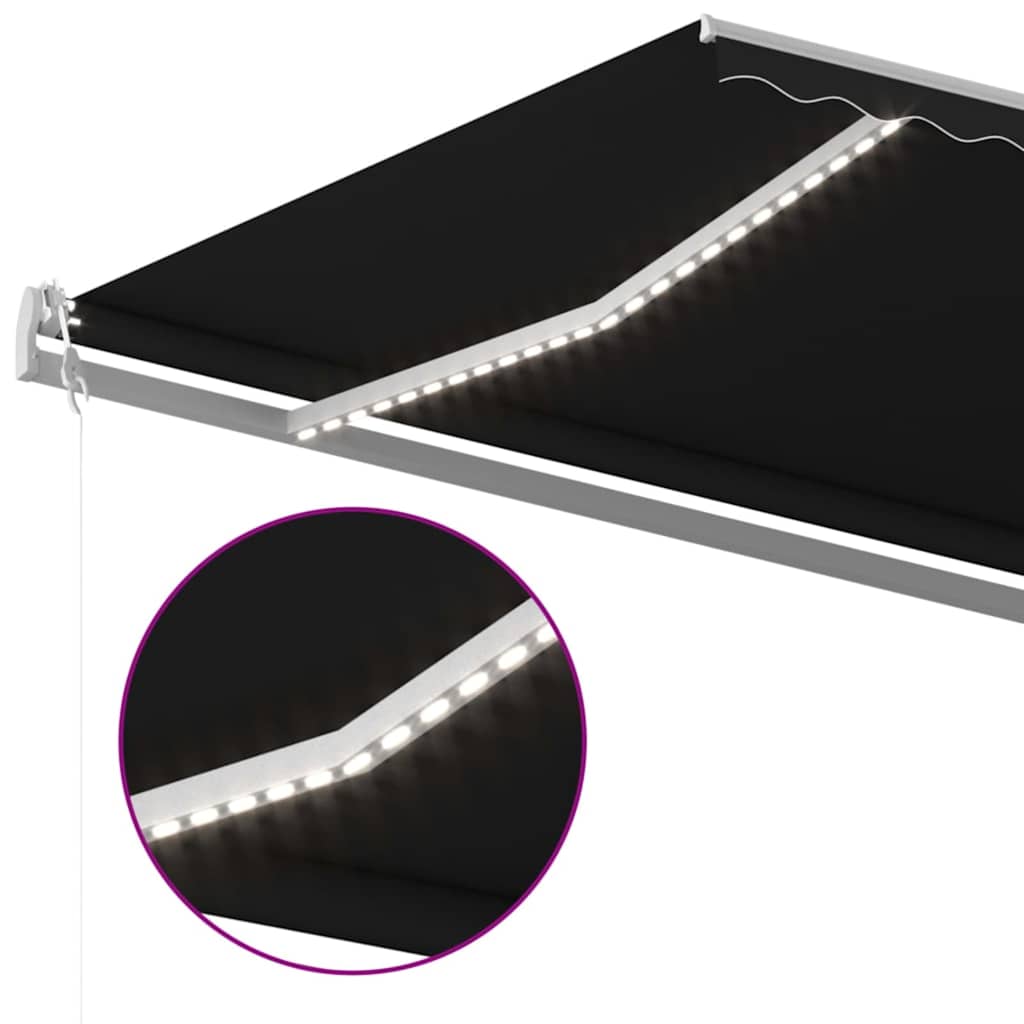 vidaXL Ηλεκτρική τέντα με LED και αισθητήρα 5 x 3,5 m Ανθρακί