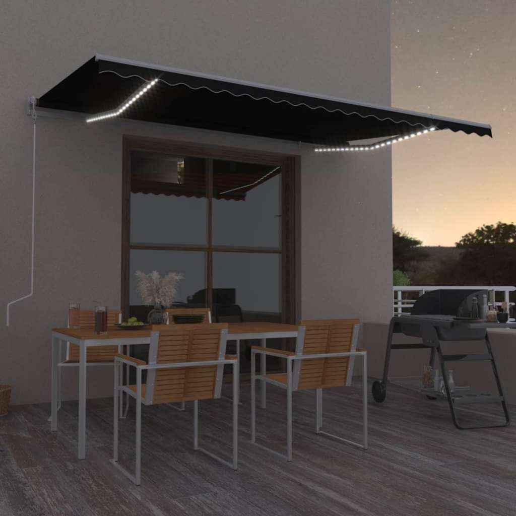 vidaXL Ηλεκτρική τέντα με LED και αισθητήρα 5 x 3,5 m Ανθρακί