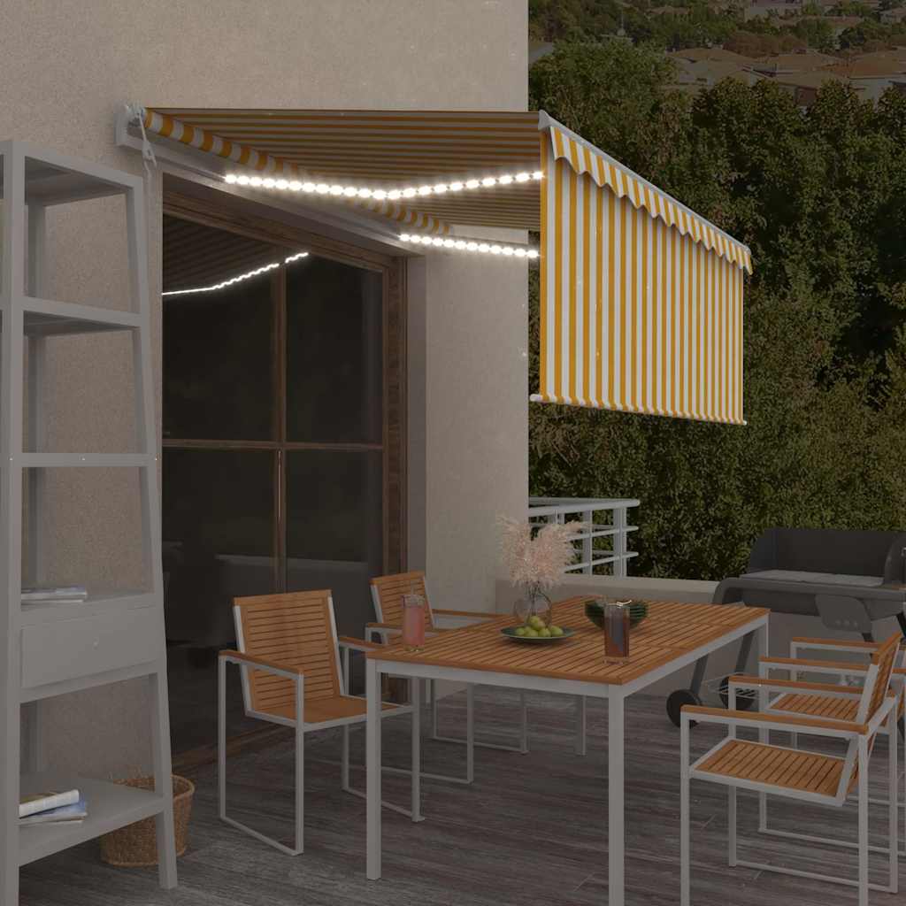 vidaXL Ηλεκτρική τέντα με LED και αισθητήρα 3,5 x 2,5 m