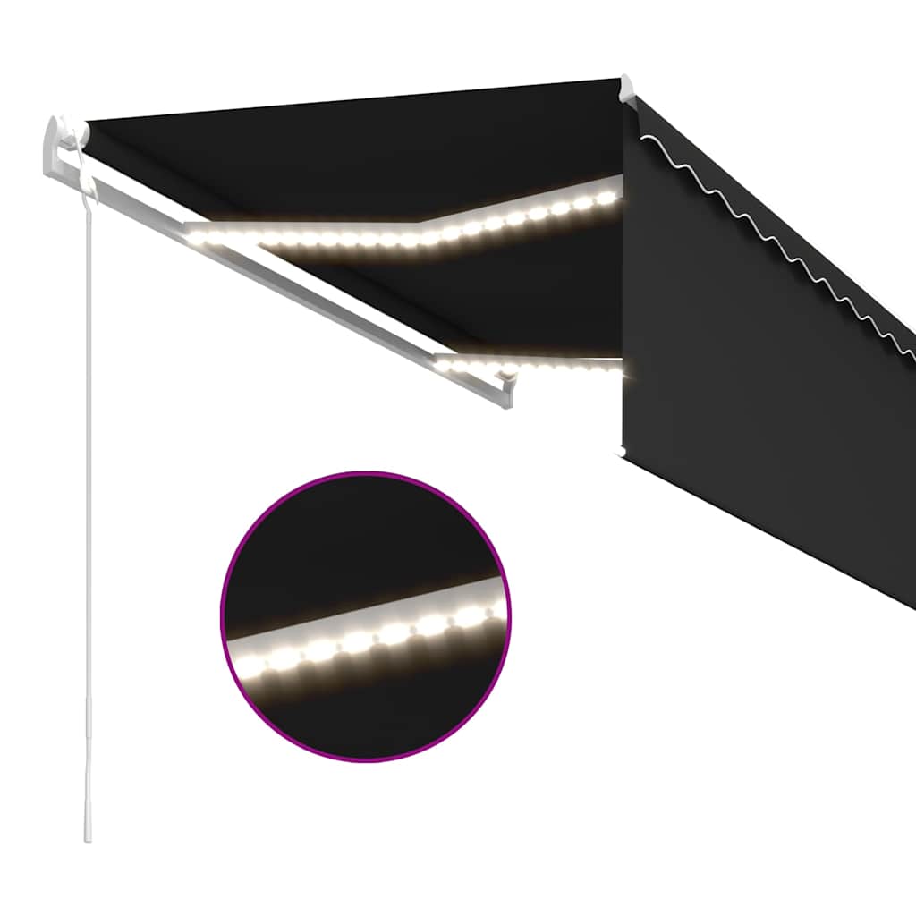 vidaXL Ηλεκτρική τέντα με LED και αισθητήρα 3,5 x 2,5 m Ανθρακί