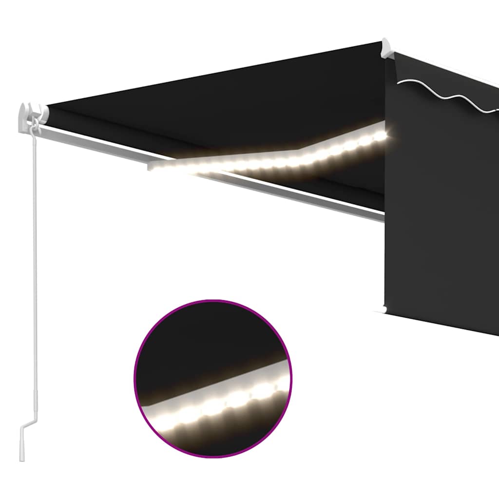 vidaXL Χειροκίνητη τέντα με ηλιακό LED 4 x 3 m Ανθρακί