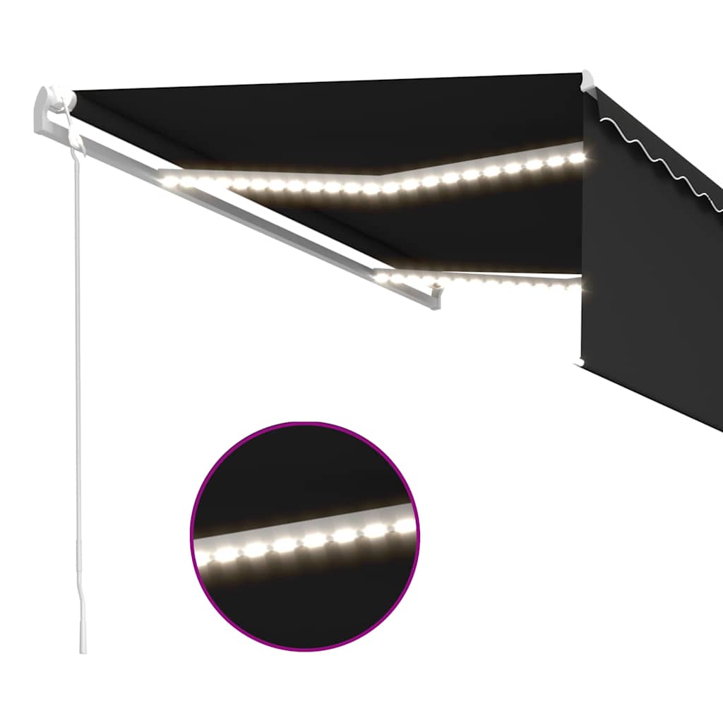 vidaXL Ηλεκτρική τέντα με LED και αισθητήρα 4 x 3 m Ανθρακί