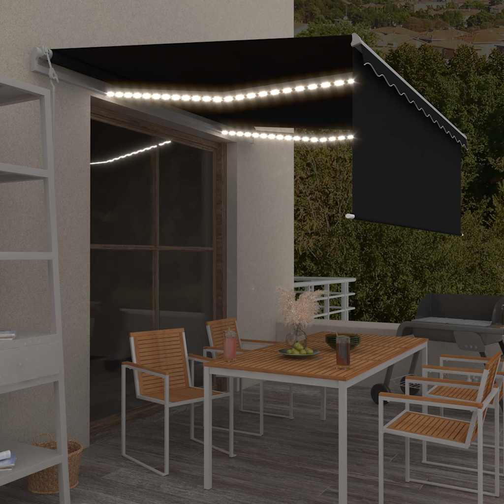 vidaXL Ηλεκτρική τέντα με LED και αισθητήρα 4,5 x 3 m Ανθρακί