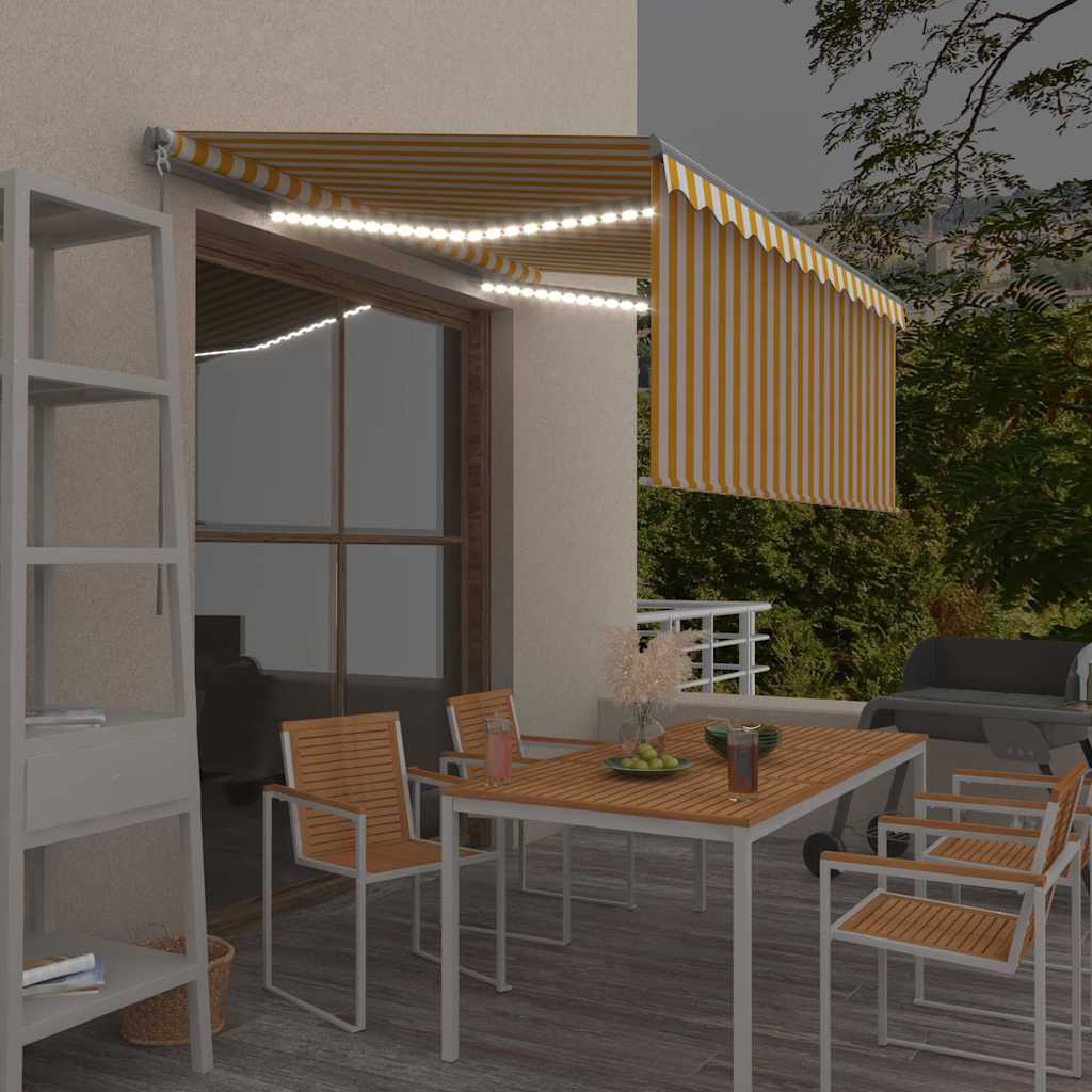 vidaXL Χειροκίνητη τέντα με ηλιακό LED 3,5 x 2,5 m