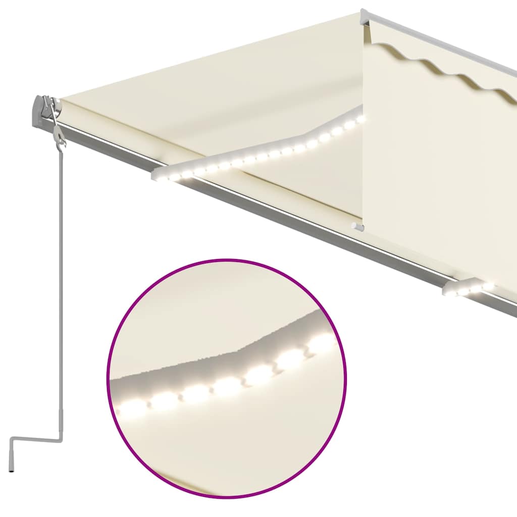 vidaXL Ηλεκτρική τέντα με LED και αισθητήρα 3,5 x 2,5 m Κρεμ