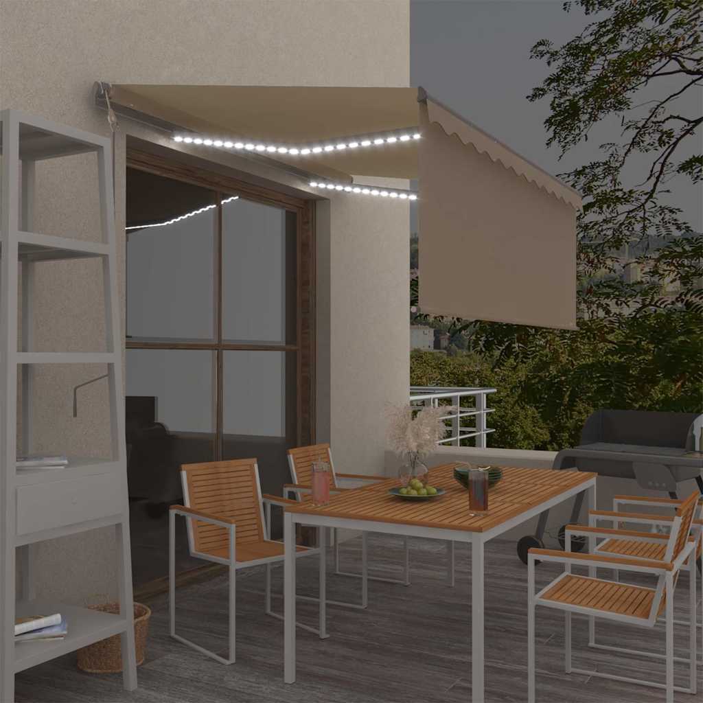 vidaXL Ηλεκτρική τέντα με LED και αισθητήρα 3,5 x 2,5 m Κρεμ