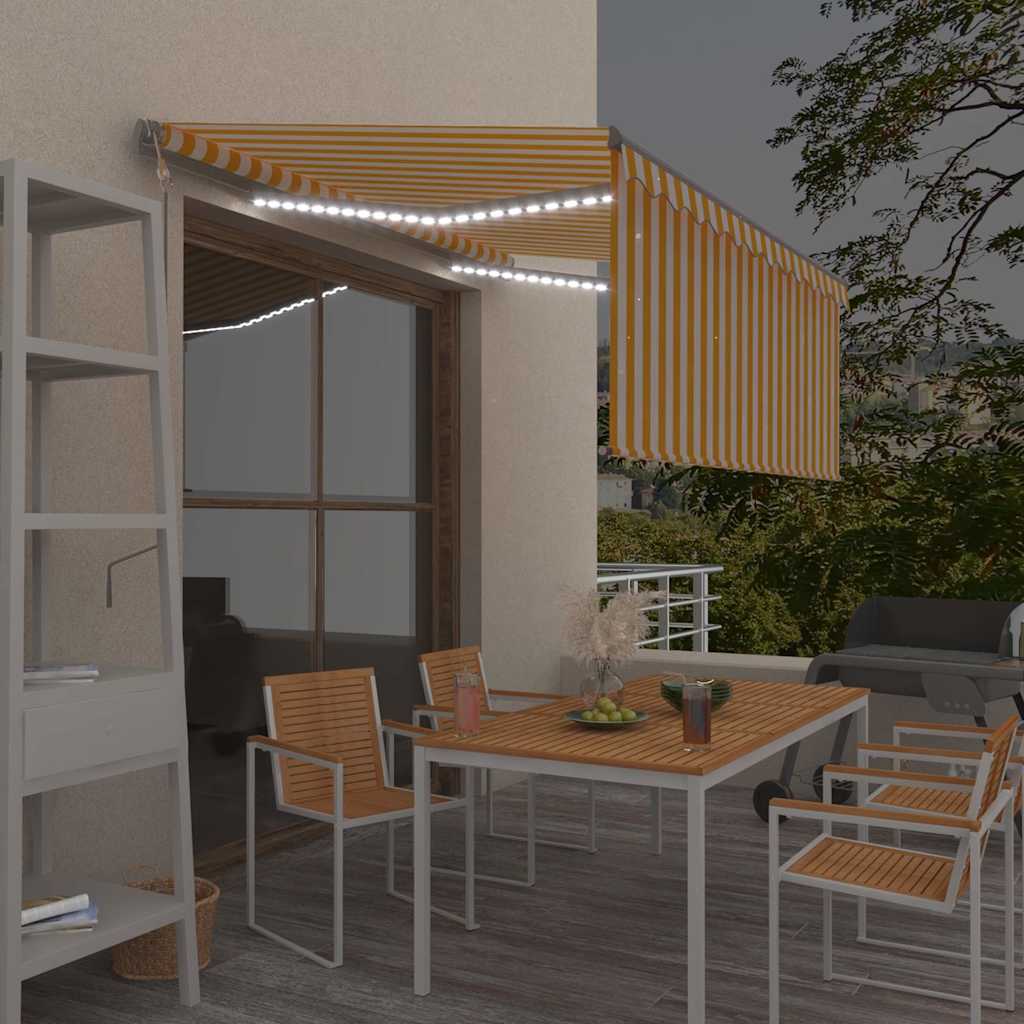 vidaXL Ηλεκτρική τέντα με LED και αισθητήρα 3,5 x 2,5 m