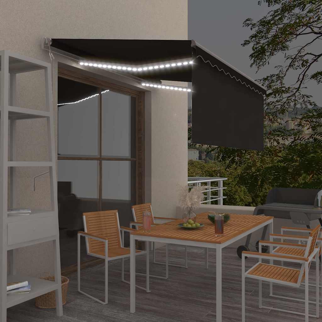 vidaXL Ηλεκτρική τέντα με LED και αισθητήρα 3,5 x 2,5 m Ανθρακί
