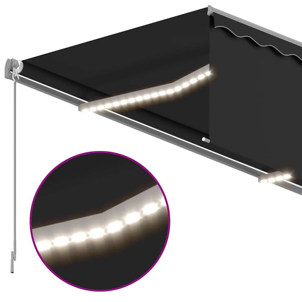 vidaXL Ηλεκτρική τέντα με LED και αισθητήρα 4,5 x 3 m Ανθρακί
