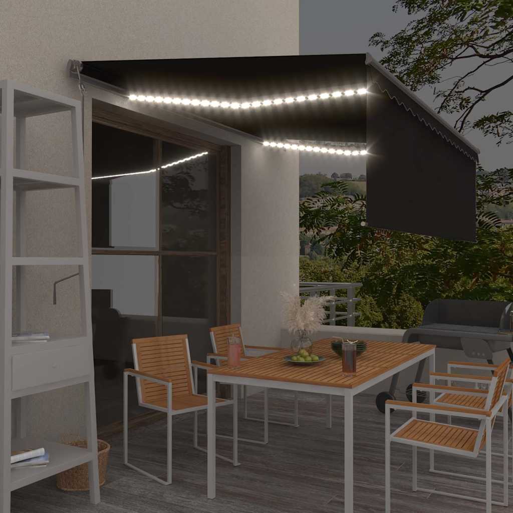 vidaXL Ηλεκτρική τέντα με LED και αισθητήρα 4,5 x 3 m Ανθρακί