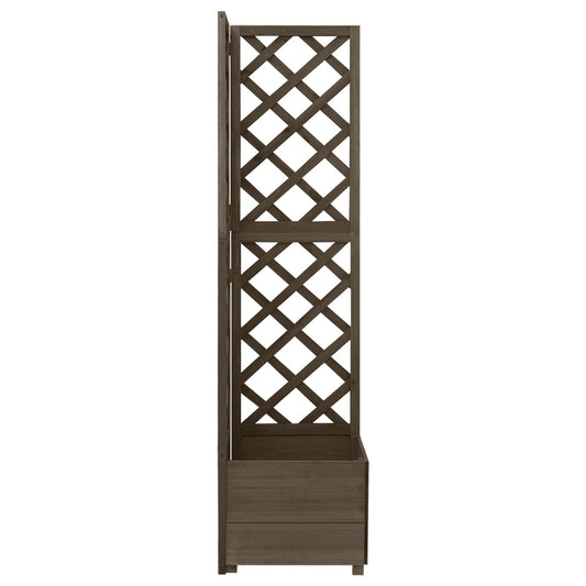 vidaXL Γλάστρα Γωνιακή με Καφασωτό Γκρι 40 x 40 x 150 εκ. Ξύλο Ελάτης